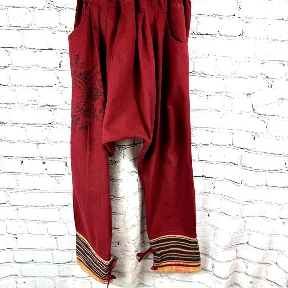 Wer bist du? Harem Pants with Patterned Cuffs Burgundy One Size - Picture 7 of 14